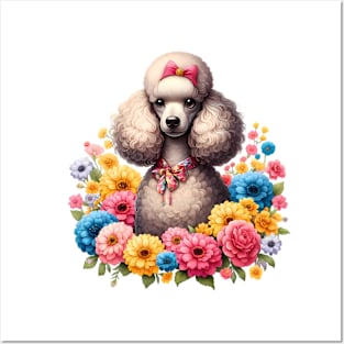 A poodle decorated with beautiful colorful flowers. Posters and Art